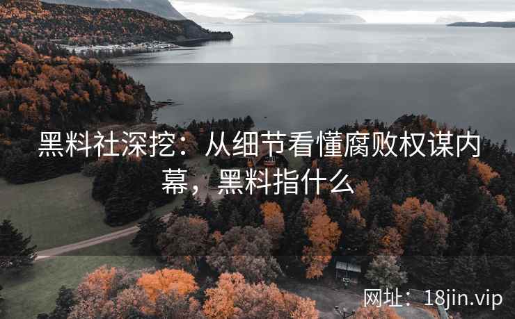 黑料社深挖：从细节看懂腐败权谋内幕，黑料指什么