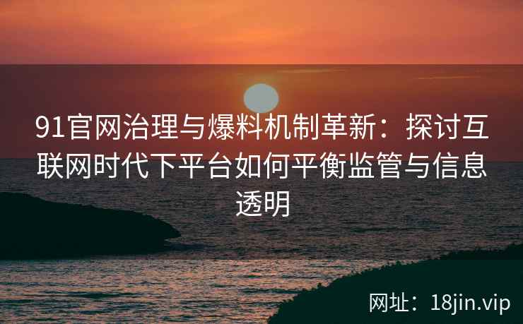 91官网治理与爆料机制革新:探讨互联网时代下平台如何平衡监管与信息透明 91官网治理与爆料机制革新:探讨互联网时代下平台如何平衡监管与信息透明